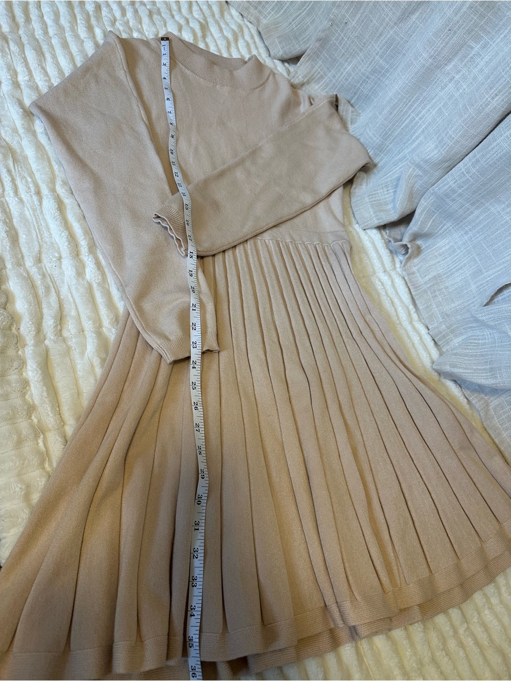 Umimi Ribbed Knit Beige Sweater Dress - Picture 4 of 8